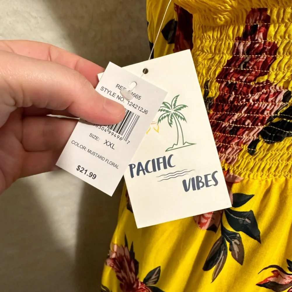 NWT Sunflower Yellow Floral Summer Halter Dress - Picture 4 of 5